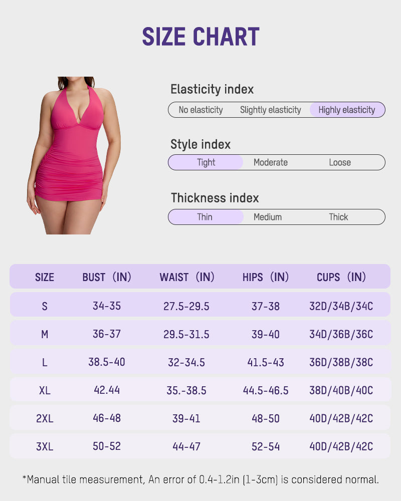 Halter V-Neck Sculpting Swim Dress – 2-Piece Set