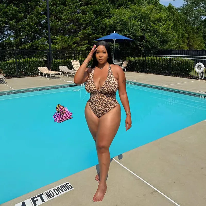 One-Piece with Criss Cross Back & Off-Shoulder Neckline Bodycon Swim Bodysuit